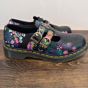 Dr Martens 8065 Vintage Floral Leather Mary Jane Shoes in black NWOT 7